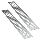 sossai® Aluminium Lüftungsgitter - Alucratis (2 Stück) | Rechteckig - Maße: 48 x 6 cm | Farbe: Inox | gebü