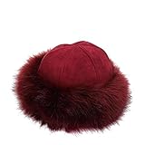 UKKO Strickmütze Hut Männer Frauen Winter Flaumige Mütze Warmer Dicker Hut-Wine R