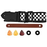 Tomotato Gitarrengurt Schwarz Weiß Verstellbare Gitarrengurte Polyestergurt Universal Gitarrengurte Zubehör für Musikinstrumente für E-Bass Gitarrengurte(Schwarz + weiß kariert)