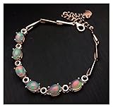 MLKJSYBA Armband Elegante Geschenk für Ihr geliebtes Mädchen Opal Armband 925 Silber Natürliches und echtes Opalarmband Opalarmb