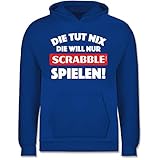 Scrabble Mädchen - Die TUT nix - Scrabble - weiß - 116 (5/6 Jahre) - Royalblau - Geschenk - JH001K JH001J Just Hoods Kids Hoodie - Kinder H
