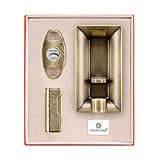 CIGARLOONG Zigarrenaschenbecher Set 3 teilig Klassisch geschnitzt mit Doppelschnitt Klingenschneider und Einfackel Flammenanzünder Geschenk