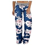 Lomelomme Haremshose Damen Baumwolle Sommerhose Pumphose mit Taschen Boho Gemustert High Waist Leichte Baggy Yogahose Freizeithose Leichte Bequem H