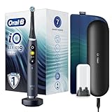 Oral-B iO9 elektrische Zahnbürste mit wiederaufladbarem Griff, magnetische Braun-Technologie, 1 Ersatzteil, Farbdisplay, Ladegerät, Magnethülle und Reiseetui - Schw