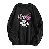 Hirolan Weihnachten Pullover T-Shirt Damen Oversized Mode Lose Rundhals Kurzarm Sommer Oberteile Vintage Drucken Bluse Streetwear Sport Oberteile Vintage Sweatshirt Teenager MäDchen Tunika Lang Top