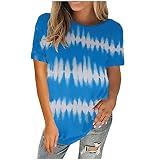 Lässiges T-Shirt mit Rundhalsausschnitt und Batikdruck für Damen 1048 Day u Neck metallic v Ausschnitt t Chiffon Spitze Female spaghettiträger-top