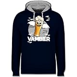Shirtracer Halloween Kostüm Outfit - Vambier - weiß - XXL - Navy Blau/Grau meliert - Verkleidung Kostüm - JH003 - Hoodie zweifarbig und Kapuzenpullover für Herren und D