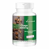 Chaga Pulver 650mg - 120 Kapseln, Funktionaler Vitalpilz, Vegan | V