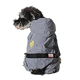 Quance Hunde-Regenmantel, verstellbar, wasserdicht, leicht, Regenjacke, Poncho mit Streifen, reflek