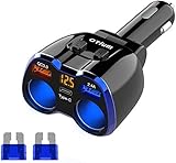 Otium QC 3.0 Zigarettenanzünder Verteiler USB C, Typ C PD 18W Auto Adapter Mehrfach Splitter 2 Steckdose KFZ Ladegerät DC 150W mit Voltmeter Schalter Anschlüsse für Handy Tablet GPS D