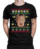 Kevin Allein Zuhause - Ugly Christmas Sweater Weihnachten Merry X-Mas Santa Claus Weihnachtsoutfit Herren Männer T-Shirt | Schwarz | M