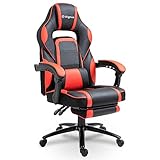 Sigtua, Pro Gamer Stuhl Gaming Stuhl Ergonomischer PC Stuhl Höhenverstellbarer Armlehnen Schreibtischstuhl Bürostuhl Drehstuhl Chefsessel mit Fußstütze, Kopfstütze & Lordosenstütze, R