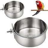2 STK Vogelnapf Edelstahl, Vogel Fütterung Näpfe, Futternapf Wellensittich, Futter Schüssel Fütterungsbecher Futterschale für Vogel Papageien Vogelhaus Wasser Futter(12cm x 5cm, 10cm x 4.5cm)