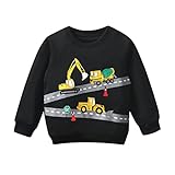 Geschenk Kinder Jungen Mädchen Sweatshirt Truck Printing Warme Pullover Rundhals Streetwear Top Casual Langarmshirt Jumper Kleinkind Langarm Pullover Oberbekleidung 2-7 Jahre (Black, 4-5 Years)