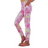 Leggings mit hoher Taille, 80er-Jahre, Leoparden-Druck, mit Taschen, Bauchkontrolle, Butt Lift Yogahose, 7/8 Workout-Leggings für Damen, 80er Jahre Leopard, M