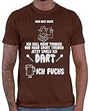 HARIZ Herren T-Shirt Mein Arzt Sagte Dart Darten Dartscheibe Sport Fun Trikot Inkl. Geschenk Karte Braun 3XL