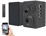 auvisio Boxen: Aktives Stereo-Regallautsprecher-Set, Holz-Gehäuse, Bluetooth 5, 120 W (Aktivbox)