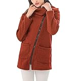 Herbst Und Winter Casual Fashion Women's Laptop Solid Color Long-Sleeved Slim Coat Oblice Zipper Pocket Double-Layer Collar Mid-Length Coat Top W