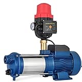 Kreiselpumpe Hauswasserwerk Gartenpumpe 2200W 9600L/H 10bar mit Druckschalter Edelstahl Pumpe Wasserpumpe 230V