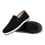 Xu-shoes Manuelle Baumwollfutter Traditionelle Slipper, rutschfeste tragbare Arbeitsstoffschuhe, Reifensohle Tai Chi Hausschuhe (Size : EUR 40)
