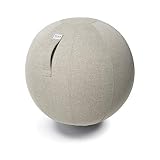 VLUV SOVA Stoff Sitzball 60-65cm, ergonomisches Sitzmöbel, atmungsaktiv und langlebig, mit Tragegriff und Bodenring, inkl. Handpumpe, Farbe: Toffee (beige)