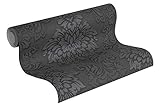 Livingwalls 368984 Metropolitan Stories Lizzy London Tapete mit Ornamenten barock Vliestapete mit Glitter grau metallic schwarz, 10,05 m x 0,53