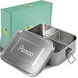 Pemoo Premium-Edelstahl Brotdose Auslaufsicher-dichtung Lunchbox - 1400ml Die Frischhaltedose mit Trennwand,Geeignet für Kinder, Erwachsene,Kann Sandwiches,Obst usw