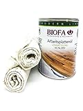 Eco-Werk Set | Biofa Arbeitsplattenöl kobaltfrei | 1 Liter | Set mit 2 Ölsaugtü