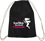 Shirtstreet24, Feenstaub, Fee Fairy Baumwoll natur Turnbeutel Rucksack Sport Beutel, Größe: onesize,schw