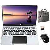 14,1 Zoll Laptop FHD 1920 x 1080 GOODTEL B2 6 GB RAM 64 GB SSD Unterstützt SD/TF 512 GB | WLAN | Webcam | HDMI | USB 2.0/3.0 | Bluetooth | Windows 10 64-Bits, mit Mouse und Laptoptasche, Silb