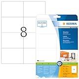 HERMA 8645 Universal Etiketten DIN A4 groß (105 x 74 mm, 10 Blatt, Papier, matt) selbstklebend, bedruckbar, permanent haftende Adressaufkleber, 80 Klebeetiketten, weiß