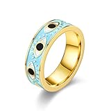 BMDHA Schlagring Gravierter Ring des Auges Gottes, Retro Titan-Edelstahl Ringe Herren, Hip-Hop Gothic Geschenk Vergoldeter Ring Multicolor FüR MäNner Frauen GrößE 6-12