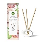 Air Wick Trockene Duftstäbchen – Raumduft Starter-Set mit Keramikvase und Duftstäbchen – Duft: Pfingstrose & Anjou Birne – 1 x Duftspender mit 2 x 3 Stäb