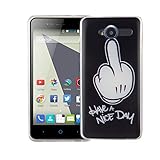 König Design Handy-Hülle kompatibel mit ZTE Blade L3 Silikon Case Hülle Sturzsichere Back-Cover Handyhülle - Have A Nice Day Weiß Schw