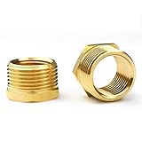 suaywo 3/4” X 1/2” Messing Reduzierstück Gewindefitting Innengewinde Außengewinde 2 Stück Aussengewinde Adapter für Rohranschluss Verwendet Werden für Industrie Gewerbe und Haushalt (Golden)
