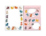 Briefblock mit Umschlag für Kinder Katzen Katze Briefpapier-Set für Mädchen (Block A5 mit 25 Blätter + 15 Umschläge)