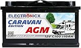 AGM Batterie 12v 110Ah Electronicx Caravan Edition V2 Solarbatterie 12v Akku 12v Solar Batterien Versorgungsbatterie 12v agm Wohnwagen Batterie Wohnmobil Gelbatterie 12v 110ah Solar akku Mover 110