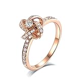 KnSam Damen Ring, Trauring 925 Windmühle Hochzeit Ring Aus 14 Karat (585) Rotgold Für Damen Mit Diamant 14K Rose Gold 60 (19.1)