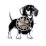 yltian Dackel Hund Vinyl Schallplatte Wanduhr Wohnkultur Uhr Musik Schallplatte Uhr Wurst Hund Welpen Liebhaber Geschenk