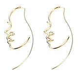 Holibanna 1 Paar Gesicht Abstrakte Ohrringe Unregelmäßige Geometrische Hoop Erklärung Ohr Studs Gesicht Ohrringe Ohr Schmuck für Frauen Mädchen Geschenk G