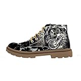 FIRST DANCE Totenkopf-Print Herren Stiefel Mode 2019 Casual Cowboy Motorrad Combat Boots für Mann Chukka Schwarz, Stil 1, 46.5 EU