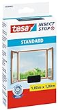 tesa Insect Stop STANDARD Fliegengitter für Fenster - Insektenschutz zuschneidbar - Mückenschutz ohne Bohren - 1 x Fliegen Netz anthrazit - 100 cm x 100