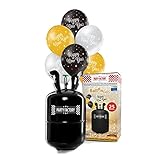 Party Factory `Happy New Year´ Komplett-Set, 25 Latexballons in Gold/Silber/Schwarz inkl. Ballongas und Schnur für S