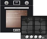 Kaiser Gasherd-Set EG 6374 SP + KCG 6387 Einbau Gasbackofen Autark, 79L, Umluft, Unterhitze, Grill, Drehspieß, Selbstreinigung,Erdgas/Propangas/Gas-Kochfeld Schwarz Glas, Einbau Herd, 60