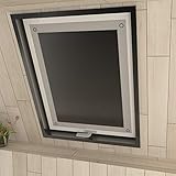 Eurohome Thermo Dachfenster Rollo ohne Bohren Sonnenschutz Verdunkelungsrollo mit Saugnäpfen für Velux Fenster Schwarz 116 x 120