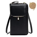 Handy Geldbörse Umhängetasche Leder Damen Handytasche zum Umhängen Geldbeutel Klein Schultertasche Brieftasche Crossbody Frauen Phone Tasche für iPhone 13/12/12 Pro/11/XR/XS, Handy bis zu 6.5''