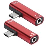 Typ-C-Audioadapter, 2-in-1-Typ-C-Adapter, langlebig zum Aufladen von Smartphones mit Abhören des Telefons(rot)