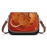 Xingruyun Umhängetasche Mädchen Orange Roter Affe Scherenschnitt Schultertaschen Leder Geldbörse Groß Kapazität Damen Crossbody Bag Für Reisen Schule Büro 31x22x11