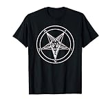 666 Satan Schwarzer Stern Motiv mit Totenkopf Pentagramm T-S