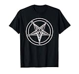 666 Satan Schwarzer Stern Motiv mit Totenkopf Pentagramm T-S